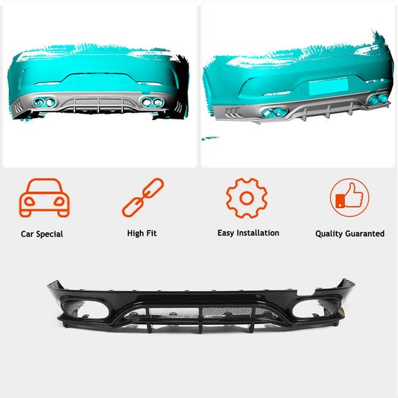 Дифузор заднього бампера (для GT43/GT50/GT53 2018-2022, Карбон) для Mercedes AMG GT 4 X290 2018- рр | Зображення 1