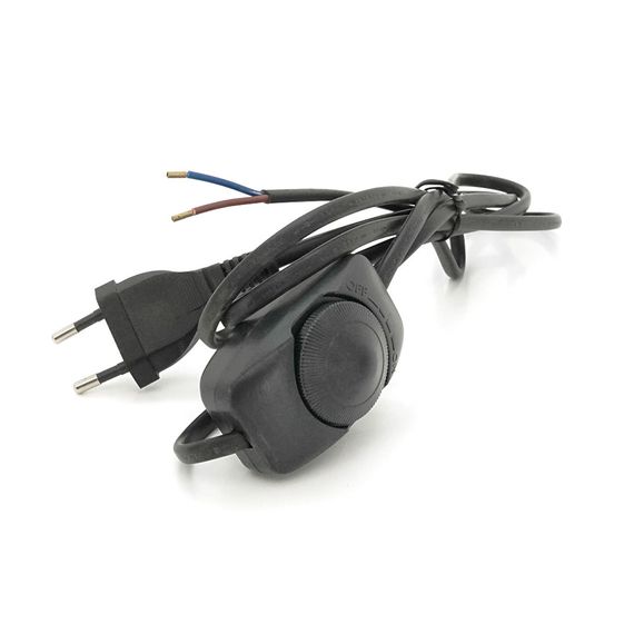 Кабель питания Schuko с переключателем, довж. 1.8м, сечение 0.5-0.75mm, Black | Зображення 1