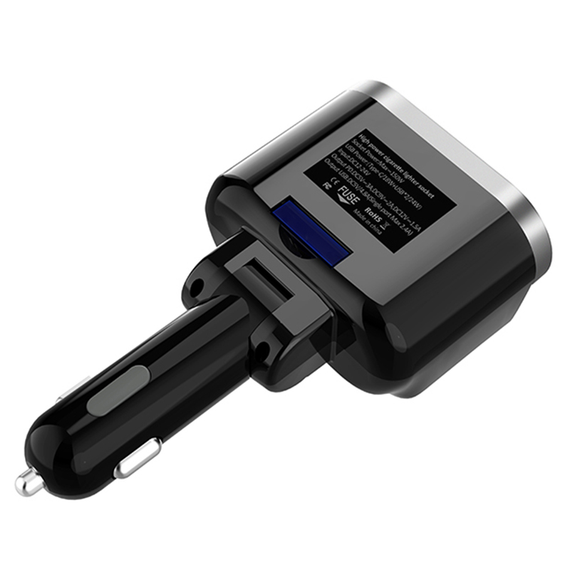 Автомобильный двойник разветвитель прикуриватель с вольтметром, Type-С и USB зарядкой, Terra C47 | Зображення 1