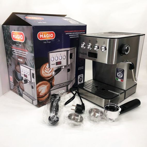 Кавоварка рожкова еспресо/капучино Magio MG-452 850 Вт, кавомашина домашня, кавовий апарат для дому | Зображення 5