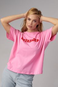 Трикотажная футболка с надписью Weekender - розовый цвет, L (есть размеры)