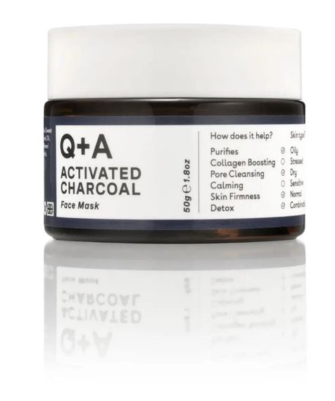 Маска для обличчя “детокс” з активованим угіллям Q+A Activated Charcoal Face Mask 50 г