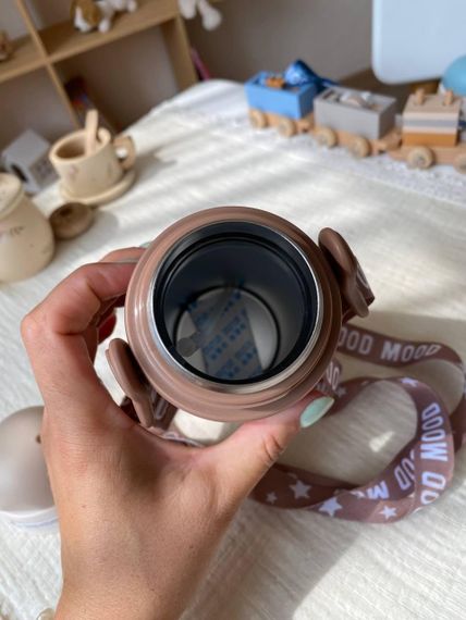 Термос дитячий для напоїв з трубочкою 450мл Рожевий + щіточка в подарунок | Зображення 5