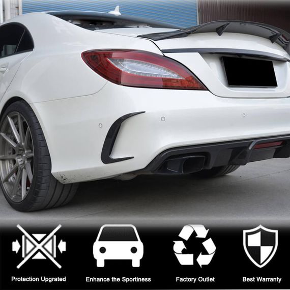 Накладки на задний бампер (для Base / CLS63 AMG SD 2015-2018, Карбон) для Mercedes CLS C218 | Зображення 2