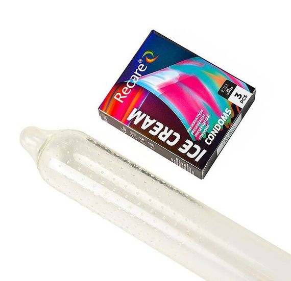 Презервативы Holographic Recare Ice Cream Big Dotted Condoms 3 шт, с пузырьками, аромат: мороженое | Зображення 3