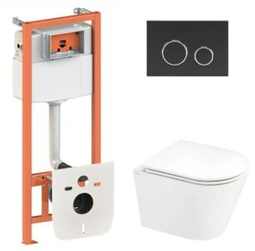 Набір Qtap Nest 4 в 1 підвісний унітаз Scorpio Ultra Quiet 520x365x365 + комплект інсталяції QT1433053EUQW45164