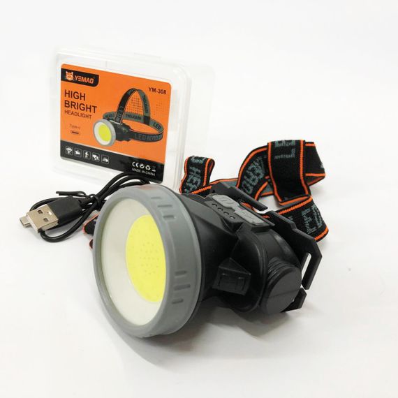 Потужний налобний ліхтар для риболовлі YM-308/208-COB(white+red), Ліхтар на голову для бігу QC-91