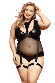 Боді JSY «Спокуслива Морган» Чорний Plus Size (XL/2XL/3XL)