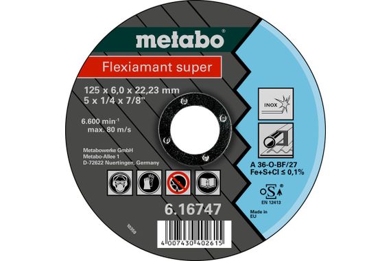 Диск зачисний Metabo Flexiamant 125*6*22 нерж. 616747000