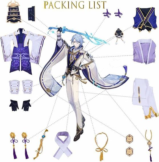 Костюм Комиссато Аято XXL косплей Геншин Импакт комплект образ Kamisato Ayato Genshin Impact на Хэллоуин аниме | Зображення 9