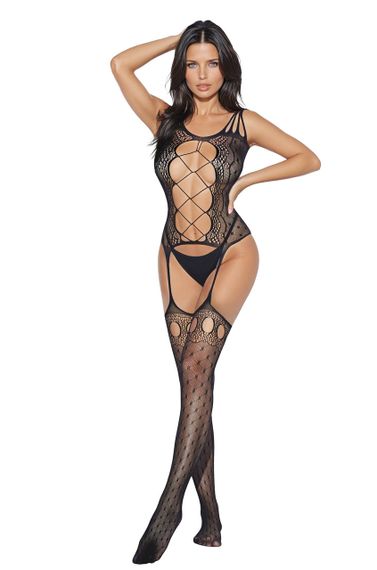Бодістокінг - Bodystocking 2075, black - One Size Sex Aura