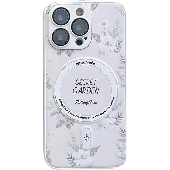 TPU+PC чехол Secret Garden with MagSafe для Apple iPhone 14 Pro (6.1") white, TPU+PC