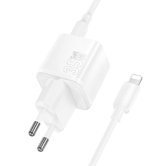 СЗУ Hoco N66 Ingenious PD35W (1USB-C) + кабель Type-C to Lightning White | Зображення 2