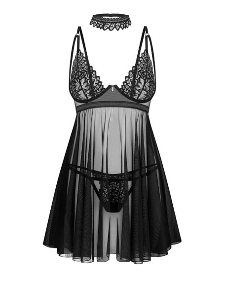 Сорочка бебідол Obsessive Donarella babydoll Чорний M/L | Зображення 3