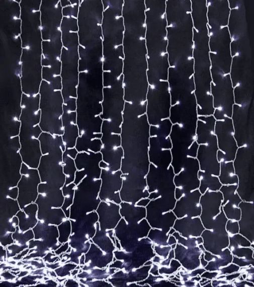 Новорічні гірлянди. Гірлянда водоспад 320-400L 3x3м (10х32 Ламп) Біла (7150)