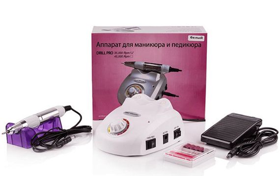 Фрезер для маникюра Nail Drill Pro ZS-603 65 Вт 45000 оборотов с педалью и насадками Белый | Зображення 6