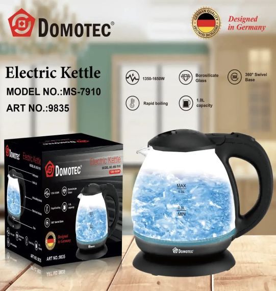 Електричний скляний чайник 1л Domotec MS 7910 | Зображення 1