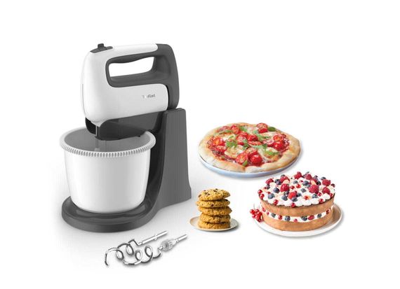 Міксер Tefal стаціонарний Prep'Mix+ Standbowl 500Вт, насадки-4, чаша-пластик, 2.5л, турборежим, біло-сірий (HT464138) | Зображення 1