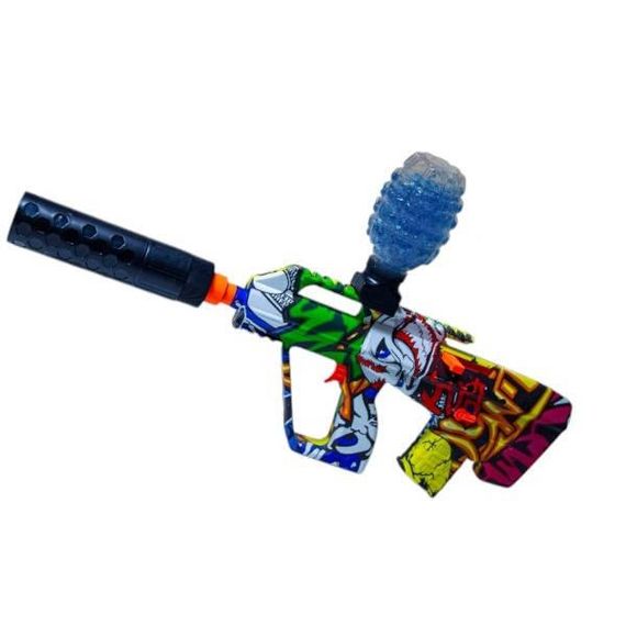 Автомат игровой аккумуляторный с глушителем стреляет ФЛУОРИСЦЕНТНЫМИ неоновыми орбизами 777-32Y Черный с