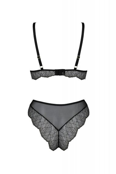 Комплект белья Passion AMBERLY SET 4XL/5XL black, лиф, трусики бразилиана, люрексовая нить Sex Aura | Зображення 3