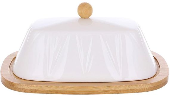 Маслянка Ceram-Bamboo Grace порцелянова з бамбуковим блюдцем 20.5х14.5см