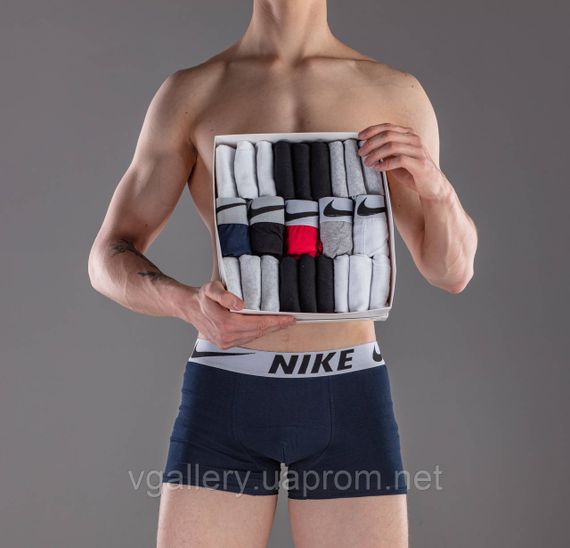 Подарунковий набір чоловічої білизни Nike 5 шт + 12 пар шкарпеток Nike, труси найк 5 шт + 12 пар шкарпеток найк