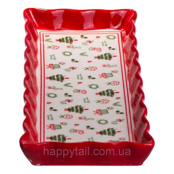 Сервировочное новогоднее блюдо для закусок Merry Christmas 36,5×13×3 (см) из фарфора CR-1-16 | Зображення 4