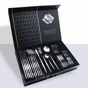 Набір столових приладів Kitchen Ware 24 шт. з нержавіючої сталі на 6 персон Silver