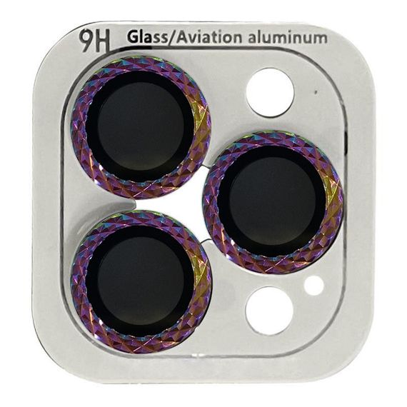 Захисне скло Metal Shine на камеру (в упак.) для Apple iPhone 12 Pro Max Бузковий/Rainbow