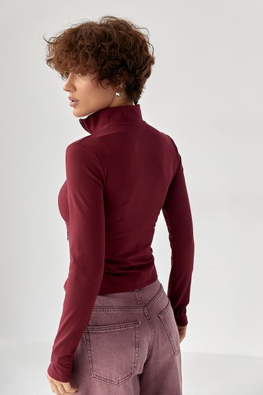 Спортивна еластична кофта на блискавці - бордо цвет, M (є розміри) | Зображення 1