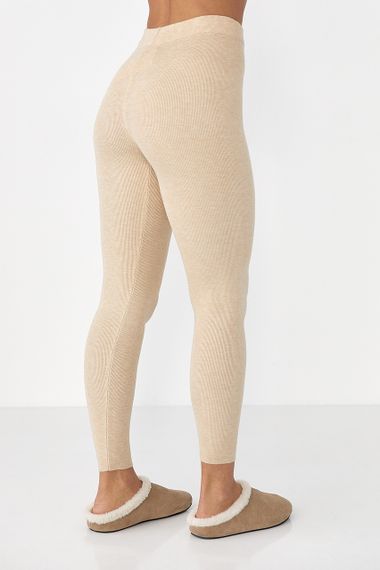 Жіночі трикотажні лосини - бежевий цвет, ONE SIZE (є розміри) | Зображення 1