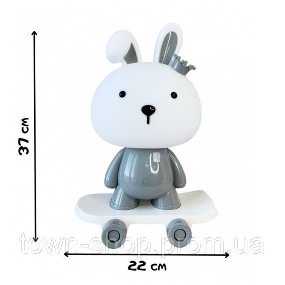 Ночник детский «Зайчик на скейте» MGZ-1407(Grey) питание от USB | Зображення 1