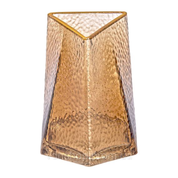 Декоративная треугольная стеклянная ваза с золотым ободком, 13 x 11,5 x 15,5 см HP-1710-1