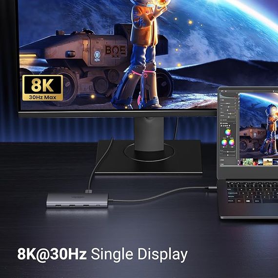 Док-станция UGREEN Revodok Pro 210 10 в 1, док-станция USB C, два порта HDMI 4K при 60 Гц, один порт 8K при 30 Гц, 100 Вт PD, 5 Гбит/с, порты USB C и USB A, гигабитный Ethernet, устройство чтения карт SD/TF, USB-концентратор, совместимый с HP | Зображення 3