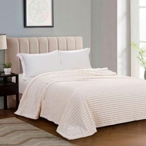 Плед флісовий в смужку(3 см) айворі Love You 200 x 220 см