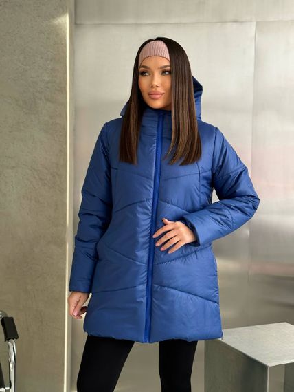 Женская теплая зимняя куртка с капюшоном NB23053 размер 54/56 цвет синий | Зображення 4