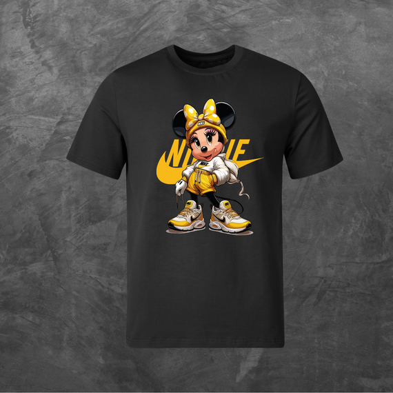 Футболка унісекс з принтом Мікі Маус (yellow1) базова чорна XS