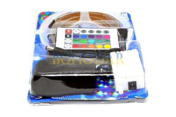 Комплект світлодіодна стрічка лента LEDSTRIP LED 3528 5 метрів RGB SMD різнокольорова + Блок живлення + Контролер + Пульт Польща! | Зображення 6