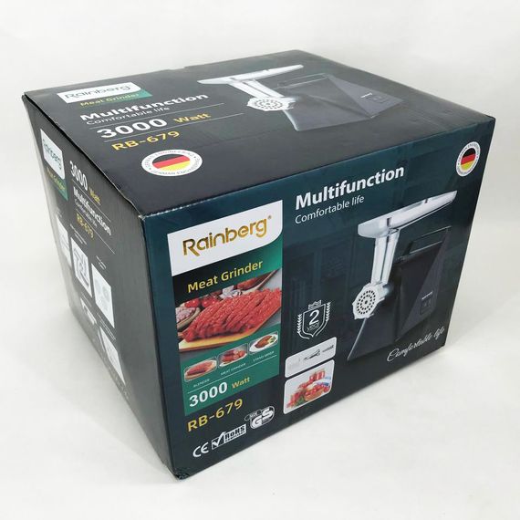 М'ясорубка професійна Rainberg RB-679 3000W / М'ясорубка електрична метал / М'ясорубка з OZ-430 металевим редуктором | Зображення 5