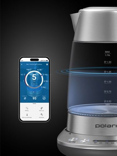 Электрочайник Polaris WIFI IQ Home Matte PWK 17115CGLD 1.7 л серебристый | Зображення 7