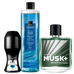 Чоловічий набір Avon 3в1: Musk Metropolitano 75 мл + гель 3в1 250 мл + дезодорант 50 мл