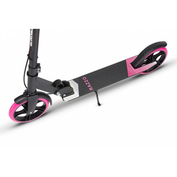 Самокат із ручним тормозом Razzo CITY 200 мм. алюмінієвий HUL1-200 Black/Pink | Зображення 1