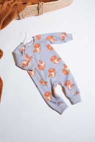 Ромпер для малюка на блискавці двонитка з начосом, розмір 68-92 принт Мопс 86