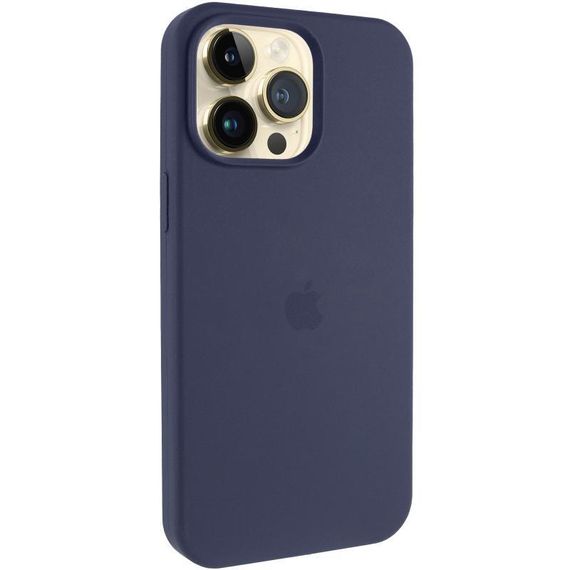 Чохол Silicone Case (AA) Logo with MagSafe для Apple iPhone 14 Pro (6.1") Темно-синій / Midnight blue