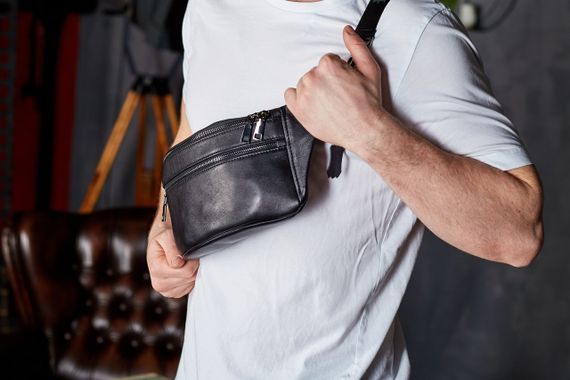 Стильна чоловіча бананка із натуральної гладкої шкіри NM-50358 | Зображення 8