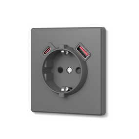 NOTA сірий графіт Розетка внутрішня 1-а USB+Type-C із заземленням Videx