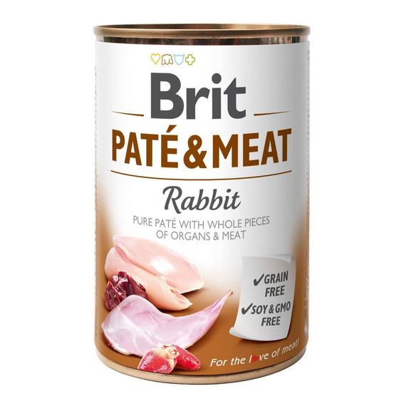 Brit Pate & Meat Dog Rabbit влажный корм с кроликом для взрослых собак 400 гр