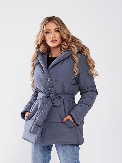 Жіноча зимова куртка з поясом, арт. 505, графіт | Зображення 3