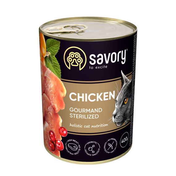Корм Savory Cat Adult Sterilized Chicken влажный с курицей для стерилизованных котов 400 гр