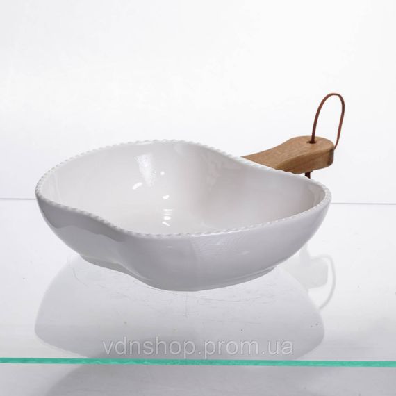 Тарелка фарфоровая глубокая с ручкой Яблоко 25×20×5 (см) Белый ZJH-15-6 | Зображення 3